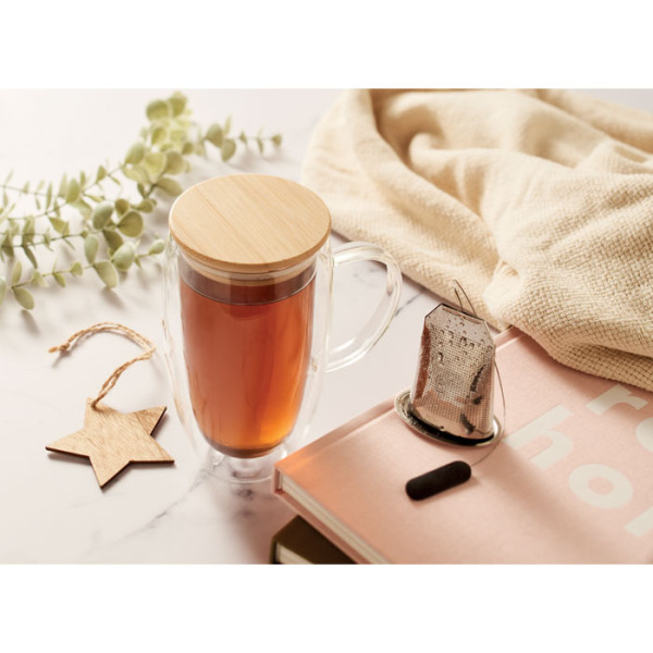 TEROL - Dubbelwandige glazen mok 450ml